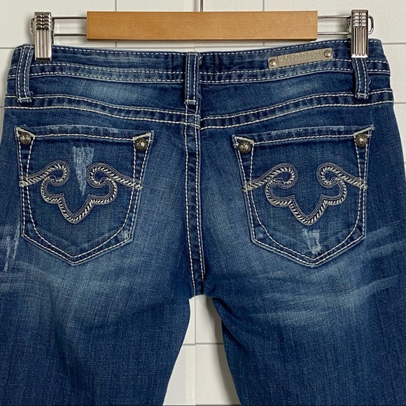 REROCK for Express Skinny Jeans Women's Size 2 Regular Dark Wash Destroyed Denim - Picture 2 of 10